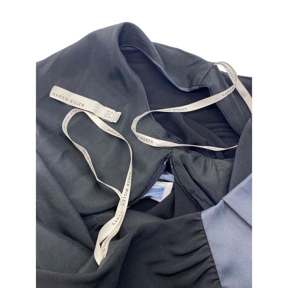 Karen Millen Sheath Dress Knee Length Navy Black Abstract Cocktail Size US 8 - Picture 10 of 13